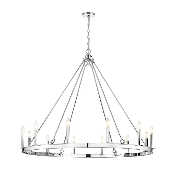 Z-Lite Barclay Chandelier, 12-Light, 48 In.W x 39 In.H, Polished Nickel/Polished Nickel 482R-12PN - main